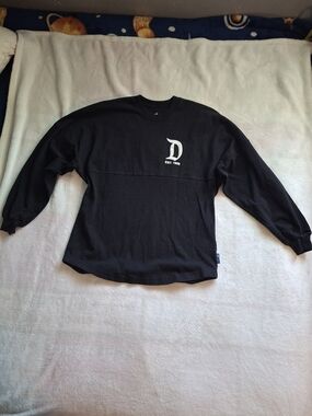 Black Long Sleeve Graphic Tee with White 'D' Logo